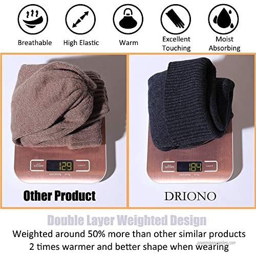 DRIONO Weighted Beanie Hat - Loose Fit Unisex 180g Weighted Extra Large Knitted Slouchy Skull Cap