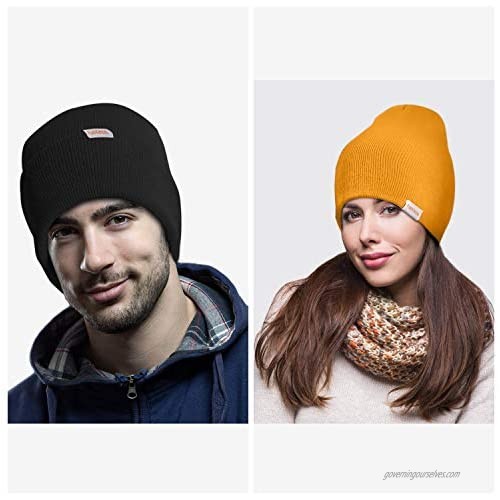 FANVINCE Daily Beanie Men Women Winter Thermal Hats Cuffed Knit Skull Cap Warm Womens Mens Gifts