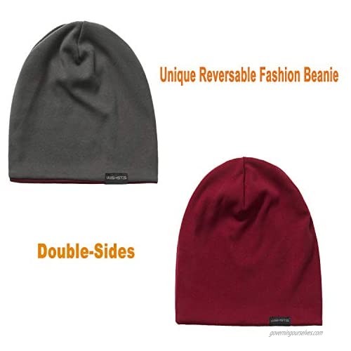 Fleece Beanie Skull Cap for Men/Women Double Layer Reversible Warm Slouchy Winter Hats