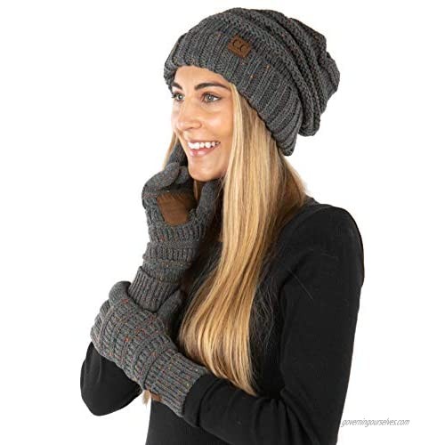 Funky Junque Exclusives Oversized Slouchy Beanie Bundled with Matching Lined Touchscreen Glove