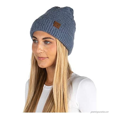 Funky Junque Women's Beanie Super Soft Knit Polyester Warm Winter Boucle Hat Cap
