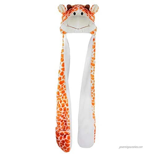 Giraffe Unisex Polyester Plush Zoo Animal Winter Hat Beanie Aviator Style (Long)