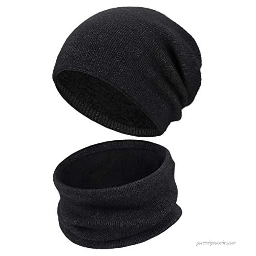 Hats Scarf Set for Men and Women  Double-Layer Plush Hat  Gifts for Dad Mom