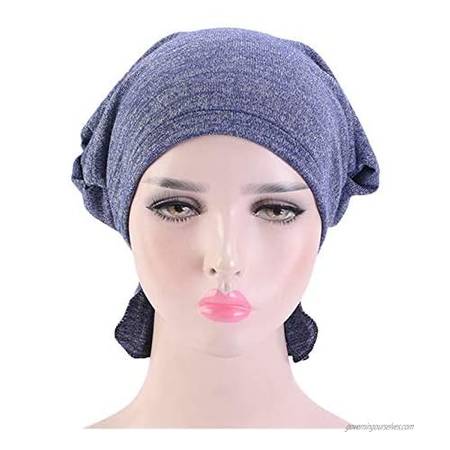 Hijab Cancer Chemo Stretchy Cotton Hat Turban Cap Cover Hair Loss Head Scarf Wrap Pre-Tied Headwear Strech Bandana