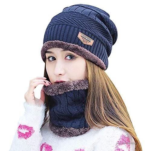 HINDAWI Winter Beanie Hat Scarf Gloves Slouchy Snow Knit Skull Cap Infinity Scarves Touch Screen Mittens for Women