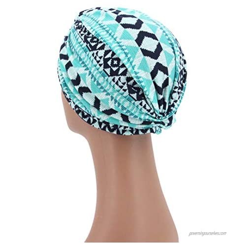 jascaela Women's African Flower Pattern Shower Cap Boho Style Bath Hat Wide Band Sleep Headwear Bonnets for Women/Girls
