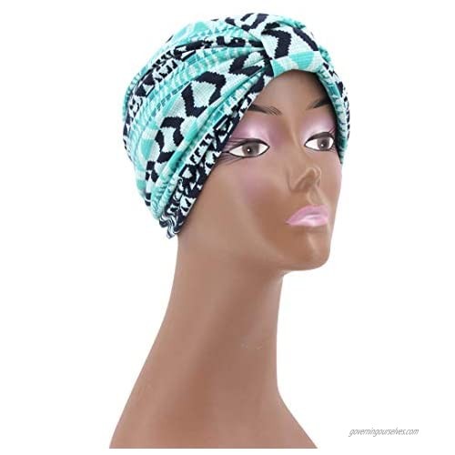 jascaela Women's African Flower Pattern Shower Cap Boho Style Bath Hat Wide Band Sleep Headwear Bonnets for Women/Girls