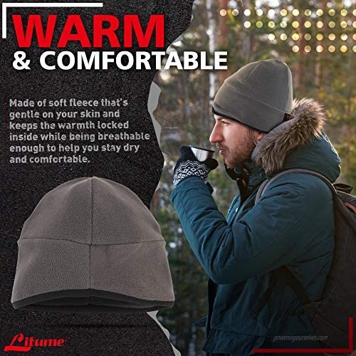 Litume Fleece Beanie for Men and Women Winter Hat Military Tactical Watch Cap Sports Fishing Hiking Biking