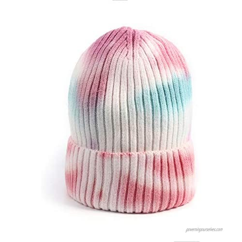 LUCMENTA Women Tie Dye Beanie Men Soft Winter Knit Hat