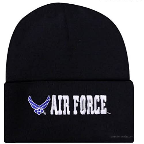 Offically Licensed US USAF Air Force Wings Logo Embroidered Beanie Cap Stocking Hat Military
