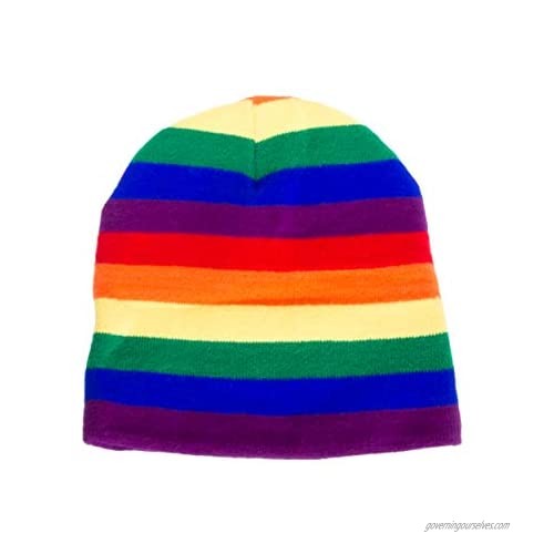 Rainbow Striped Beanie Knit Hats  Stocking Caps for Pride Parades & LGBTQ Marches