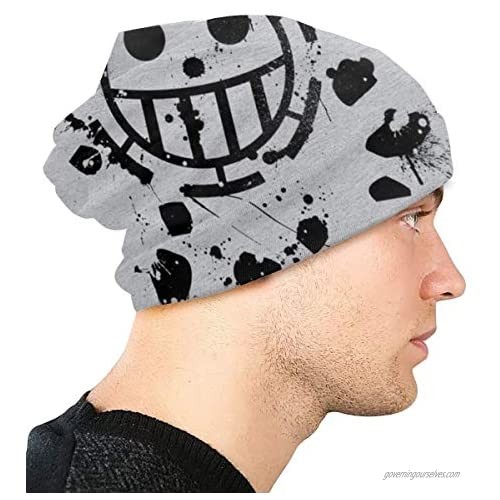 Slouchy Knit Beanie for Men & Women - Winter Toboggan Hats for Cold Weather One Piece Trafalgar D Water Law Beanie Cap Black