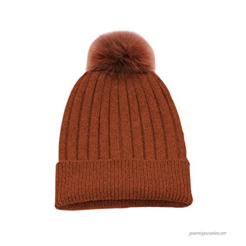 State Cashmere Rabbit Fur Removable Pom-Pom Hat 100% Pure Cashmere Cuffed Beanie Ultimately Soft and Warm