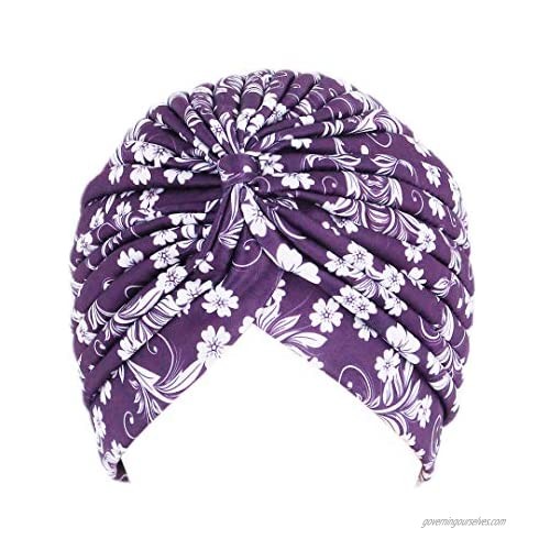 Surkat Women Pleated Twist Turban African Printing India Chemo Cap Hairwrap Headwear