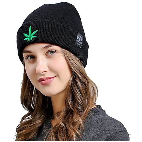 Thenice Women's Green Leaves Winter Wool Cap Hip hop Knitting Skull hat