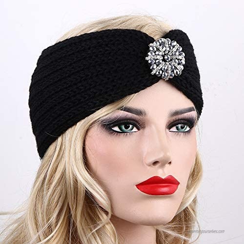 VIJIV Extra Wide Knit Turban Headbands Head Wraps Scarf for Womens Girls Ladies Stylish Headwear Flapper Cap Hat Headcover