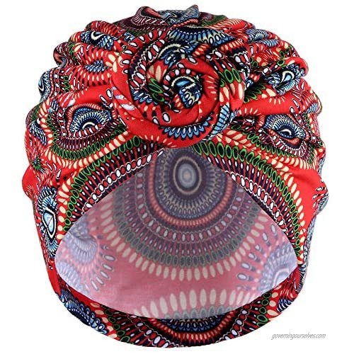 VIJIV Womens Vintage Knot Turban Beanie Hats Head Wrap Scarf Tutorial  Pre-Tied Africa Boho Bonnet Headwrap Headband Caps