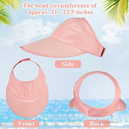 3 Pieces Summer Women UV Protection Sun Hats Wide Brim Adjustable Visor Caps Summer Beach Hats for Women Golf Outdoor Sports