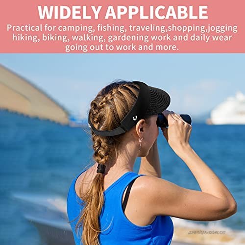 3 Pieces Women's Lightweight Foldable Sun Visor Hat Foldable Straw Sun Visor Hat Broad-Brimmed Roll-up Sun Visor Hat Summer Beach UV Protection Hats for Women