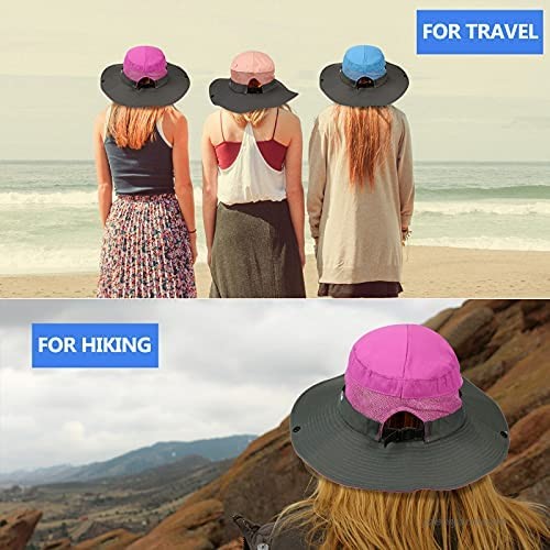 9 Pieces Women Wide Brim Ponytail Hats Sun Hat Head Mesh Net Hats Neck Gaiters for Summer Outdoor Protection