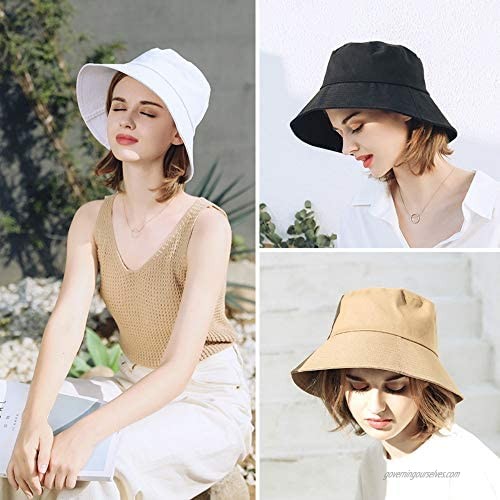 AMAKU Bucket Hats Cotton Packable UV Protection Sun Hats Summer Beach Hats for Women