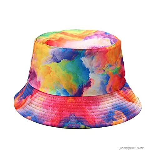Bucket Hat Summer Fishmen Cap Tie-Dye Topee Sun Hat Women Cloche Hat Beach Hat Sunproof Visor Cap (02)