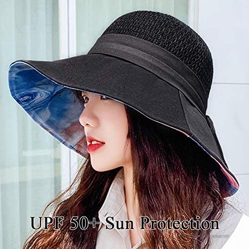 CAPMESSO Floppy Sun Hats for Women Bucket Hats UPF Foldable Beach Hats Wide Brim Chin Strap