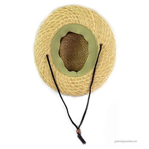Classic Straw Flat Top Gambler Bolero Sun Hat with Faux Leather Hatband and Chin Strap