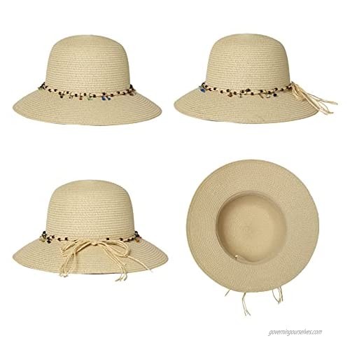 Comhats Summer Beach Straw Sun Hats Fedora UPF Wide Brim