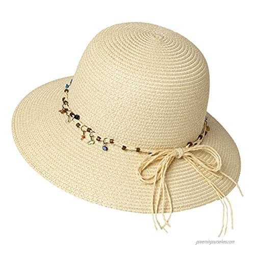 Comhats Summer Beach Straw Sun Hats Fedora UPF Wide Brim