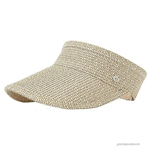 DOANNOTIUM Sun Hat Visor Foldable Straw Beach Cap for Women Wide Brim Hat