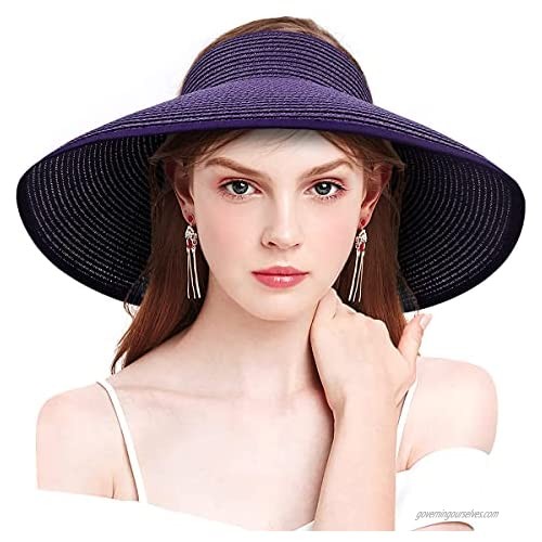 Foldable Sun Hats for Women  Roll Up Wide Brim Hat Beach Hats for Women  Summer Hats Women Visor