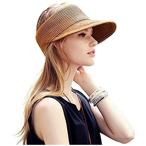Foldable Wide Brim Floppy Straw Beach Sun Hat Golf Visors Summer Hat for Women Girls