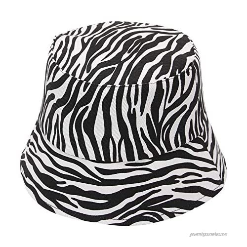 GEMVIE Bucket Hat for Women Beach Summer Sun Hats Zebra Pattern Cotton Wide Brim Foldable Sunhat Unisex Fisherman