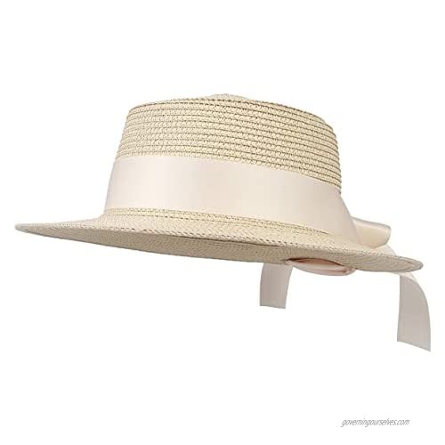 GEMVIE Woman Sun Hat Straw Hat Sun Protection Adjustable Summer Hat with Bow