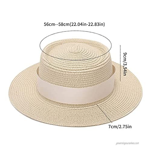 GEMVIE Woman Sun Hat Straw Hat Sun Protection Adjustable Summer Hat with Bow