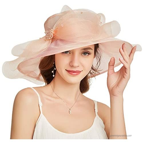 Go Mai Accessories Women's Organza Kentucky Derby Hat Fashion New Ladies Multicolor Elegant Personality Sun Hat