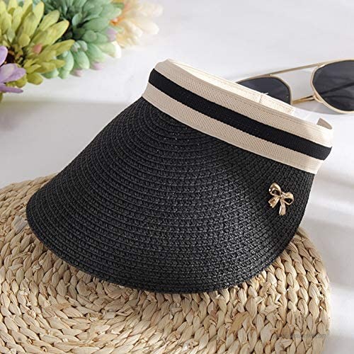 HNPYY Womens Straw Sun Visor Hat 2Pcs Wide Brim Beach Hat UV Protection Summer Beach Hat with Satin Square Scarves