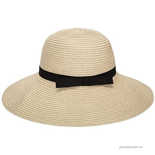 Janrely Women Floppy Sun Beach Straw Hats Wide Brim Packable Summer Cap