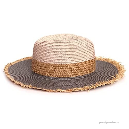 JAYAVENTURA Sun Straw Panama Hat Fedora Summer Travel Foldable Wide Brim Beach UV Hat Women Men UPF