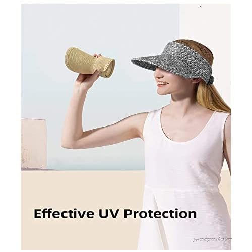 JoiyseScent Women Straw Sun Hat Wide Brim UV Protection Golf Hat Sun Visor for Women Beach Hat for Women