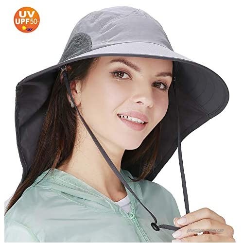 Jormatt Women Outdoor Mesh Sun Hat UV Portecting Wide Brim Waterproof Fishing Hat with Face Neck Flap