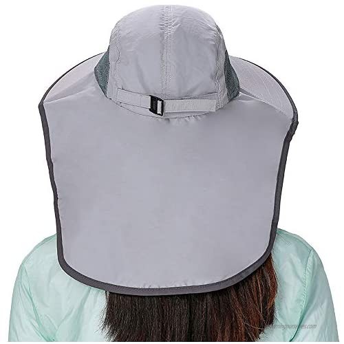 Jormatt Women Outdoor Mesh Sun Hat UV Portecting Wide Brim Waterproof Fishing Hat with Face Neck Flap