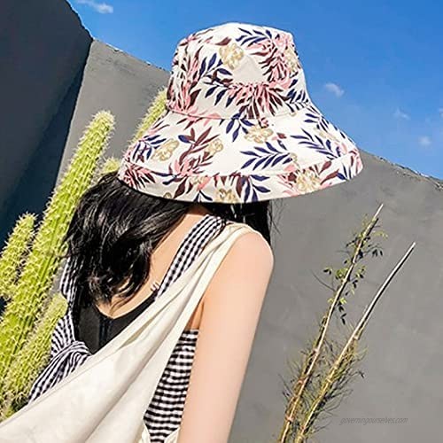 LABANC Women Wide Brim Fisherman Hat Foldable Floppy Beach Cap UV Sun Protection Bucket Hat
