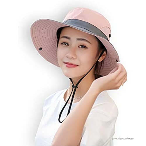 LassZone Womens UV Protection Wide Brim Sun Hats - Cooling Mesh Ponytail Hole Cap Foldable Travel Outdoor Fishing Hat
