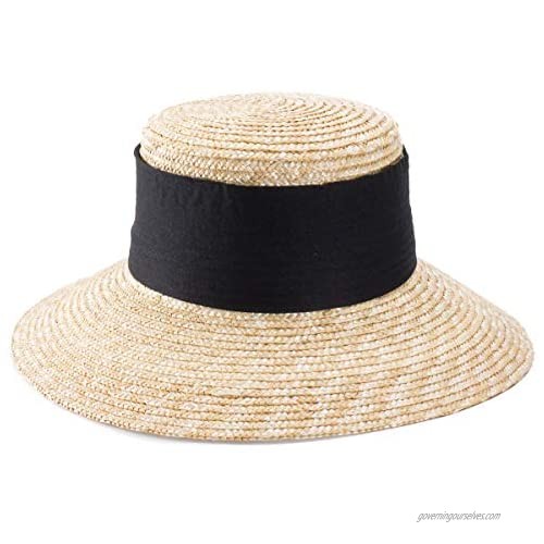 Lawliet Elegant Casablanca Style Womens Wide Brim Maize Straw Derby Hat A492