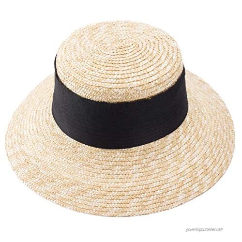 Lawliet Elegant Casablanca Style Womens Wide Brim Maize Straw Derby Hat A492