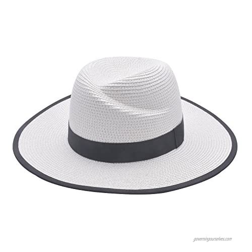 Lenikis Unisex UV Protection Hat Packable & Adjustable Straw Hat Fedora Beach Sun Hat