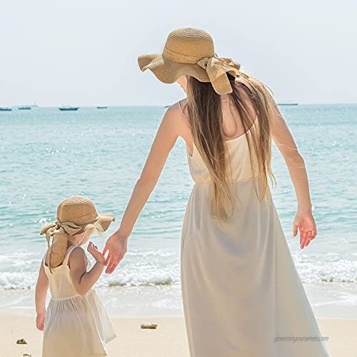 Mommy and Me Hats Women Baby Toddler Summer Hat Beach Wide Brim Kids Straw Hat Sun Visor