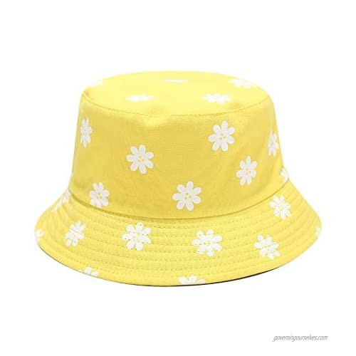 Mongous Womens Daisy Print Cute Bucket Hat Outdoor Sun Beach Travel Hat for Summer